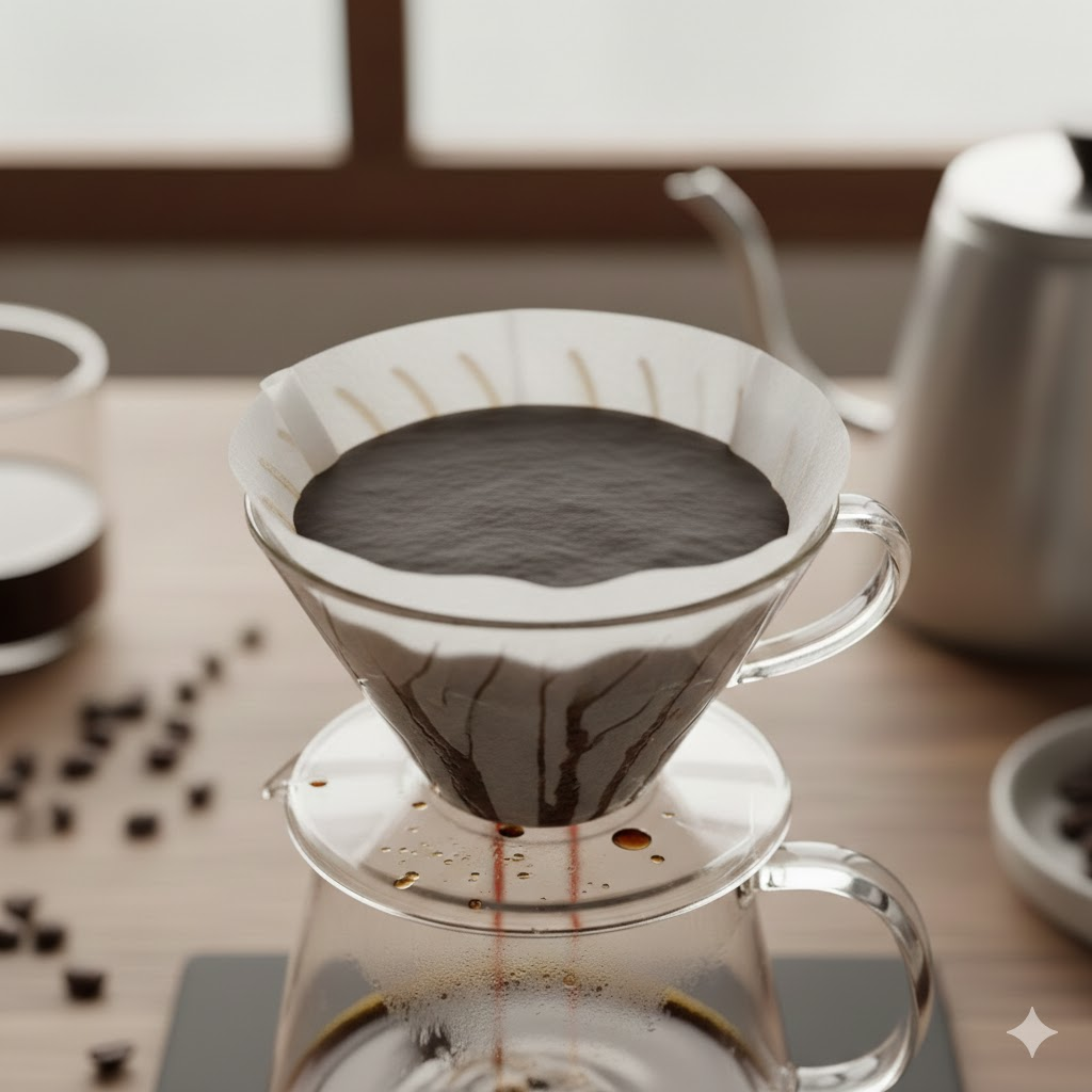 V60 Coffee Bed Like Mud? Fix Poor Extraction & Taste 3 A perfectly flat and clean V60 coffee bed, indicating optimal extraction.